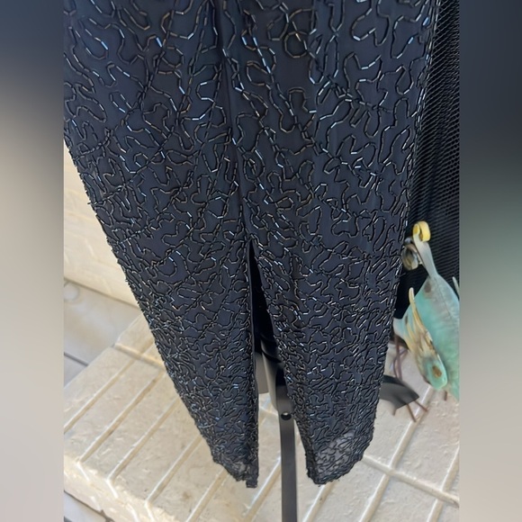 VTG,Lillie Rubin Exquisite, Black Sequin Beaded-Leaf Motif,Evening Gown,Size M - Picture 6 of 16